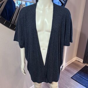 Navy Blue Open Front Cardigan w/ Short Sleeves